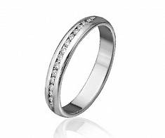 Классическое обручальное кольцо из белого золота с дорожкой 15 бриллиантов Д-30-02-2-12-072