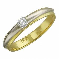 Кольцо из комбинированного золота c бриллиантом 01К684831