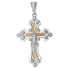 Крест из комбинированного золота c бриллиантом 01Р660972Ж