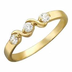 Кольцо из желтого золота c бриллиантом 01К635820