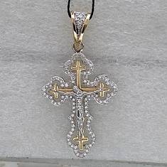 Крест из комбинированного золота c бриллиантом 01Р680922