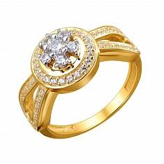 Кольцо из комбинированного золота c фианитом 01К1611644Ж