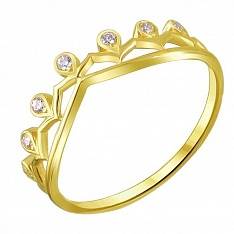 Кольцо из желтого золота c фианитом 01К139714