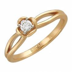Кольцо из комбинированного золота c бриллиантом 01К666806