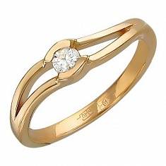 Кольцо из красного золота c бриллиантом 01К616736