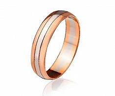 Обручальное кольцо двусплавное из красного и белого золота классическое 50-00-2-10-108