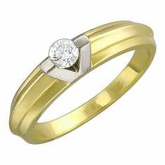 Кольцо из комбинированного золота c бриллиантом 01К685040