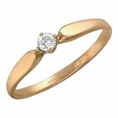 Кольцо из красного золота c бриллиантом 01К612010