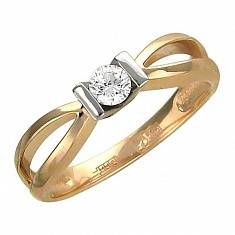 Кольцо из комбинированного золота c бриллиантом 01К665534