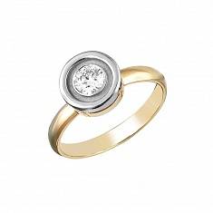 Кольцо из комбинированного золота c бриллиантом 01К6810419