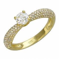 Кольцо из желтого золота c бриллиантом 01К644195