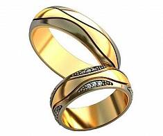 Обручальные кольца парные двухцветные с бриллиантами И-2302880