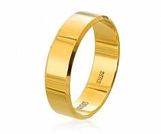 Обручальное кольцо плоское c алмазной фаской в желтом золоте 60-03-1-10-162