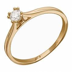 Кольцо из красного золота c бриллиантом 01К616782