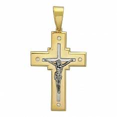 Крест из комбинированного золота c бриллиантом 01Р680617