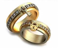 Обручальные кольца ключ-замок с бриллиантами В-4-221