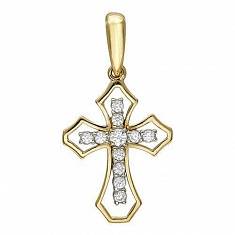 Крест из комбинированного золота c фианитом 01Р160681Ж
