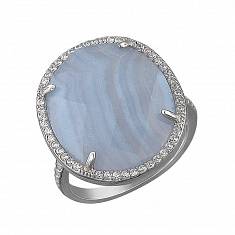 Кольцо из серебра c фианитом и агатом 01К4511070-1