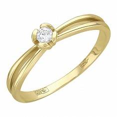 Кольцо из желтого золота c бриллиантом 01К636810