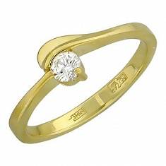 Кольцо из желтого золота c бриллиантом 01К642423