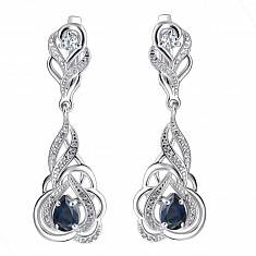 Серьги из серебра c фианитом и кварцом С19С25187-6