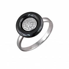 Кольцо из серебра c цирконием и керамикой Г16К25124119Д