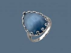 Кольцо из серебра c цирконием и кошачьим глазом Т4К2521000889
