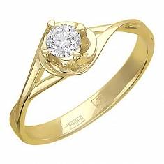 Кольцо из желтого золота c бриллиантом 01К635750