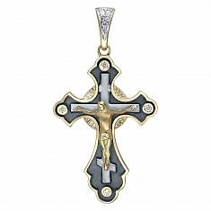 Крест из комбинированного золота c бриллиантом 01Р660974ЖЧ