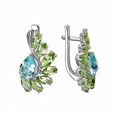 Серьги из серебра c хризолитом и ситаллом Т19С353446М20