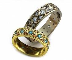Обручальные кольца бриллианты в ромбах В-4-217