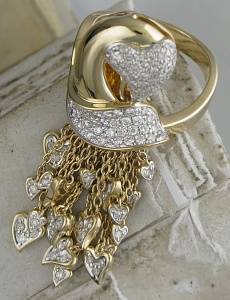 Кольцо из желтого золота c бриллиантом 01К6313297