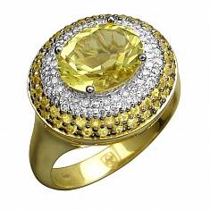 Кольцо из желтого золота c бриллиантом и сапфиром 01К6312830-3