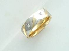 Обручальные кольца из трубы из комбинированного золота c бриллиантом Г5К662008