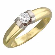 Кольцо из комбинированного золота c бриллиантом 01К684832