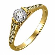 Кольцо из комбинированного золота c бриллиантом 01К683831