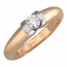 Кольцо из комбинированного золота c бриллиантом 01К664832