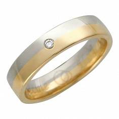 Обручальные кольца из трубы из комбинированного золота c бриллиантом 01О660157
