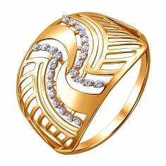 Кольцо из красного золота c фианитом 01К1112640Р