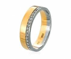 Обручальное кольцо комбинированное: белое и жёлтое золото с бриллиантами 150112Бр13