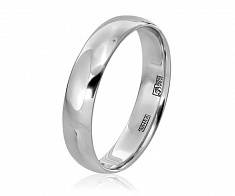 Обручальное кольцо классическое из белого золота комфортное 50-02-3-16-000