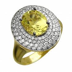 Кольцо из желтого золота c бриллиантом и кварцом 01К6313049-2