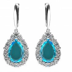 Серьги из серебра c фианитом и кварцом С19С25030-3