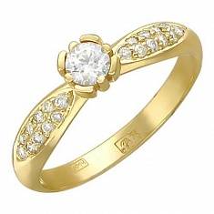 Кольцо из желтого золота c бриллиантом 01К645183