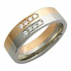 Обручальные кольца из трубы из комбинированного золота c бриллиантом 01О660085