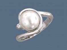 Кольцо из серебра c жемчугом и цирконом Р2К350250