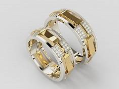 Необычные обручальные кольца с бриллиантами И-689661