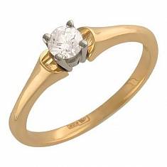 Кольцо из комбинированного золота c бриллиантом 01К663165