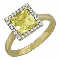 Кольцо из желтого золота c бриллиантом и кварцом 01К637532-1