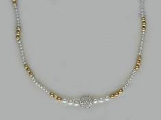 Ожерелье из серебра c жемчугом и кристаллом сваровски П4Л253022
